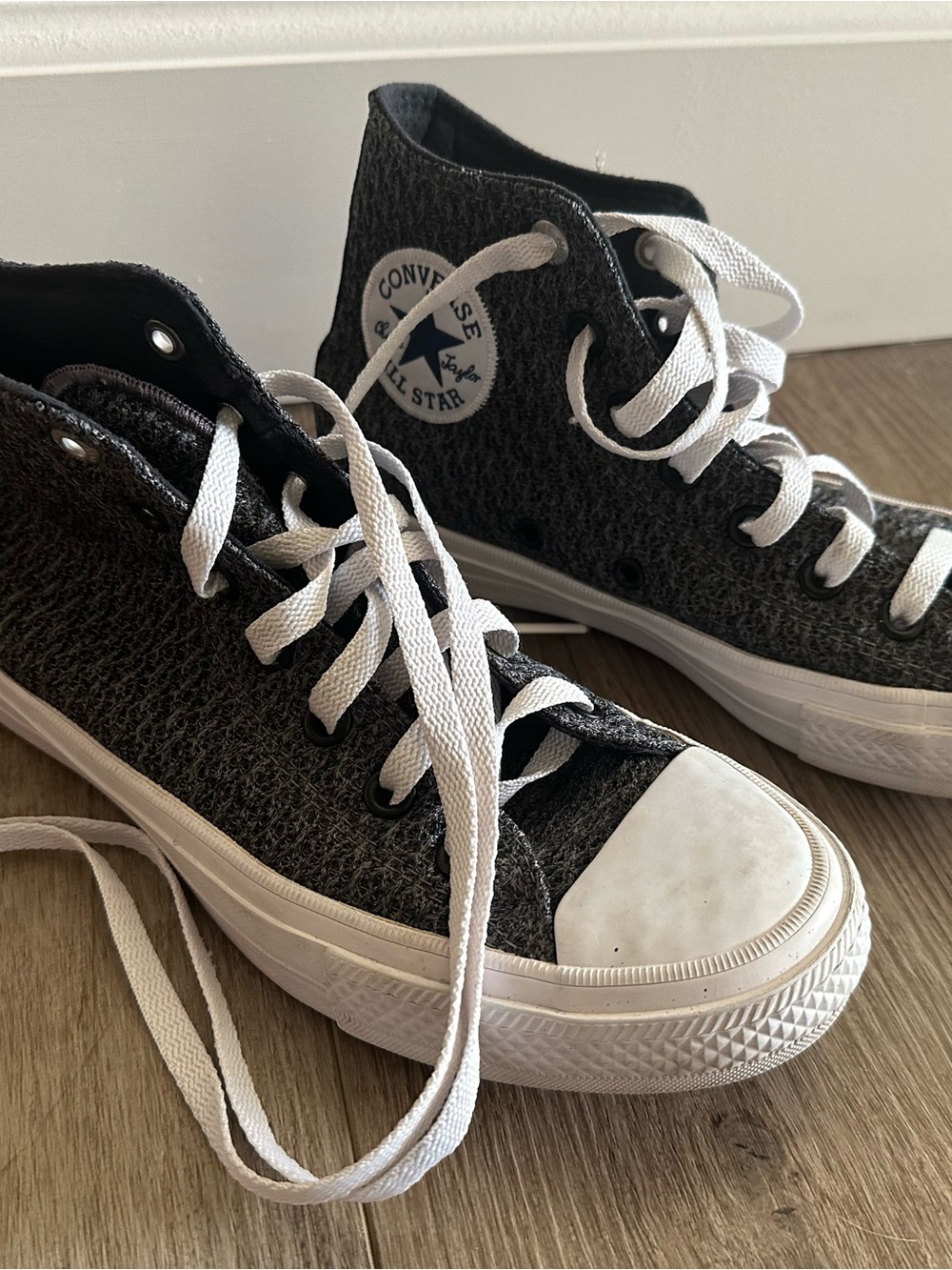 Converse gray and White Chuck Taylor High Top Sneakers